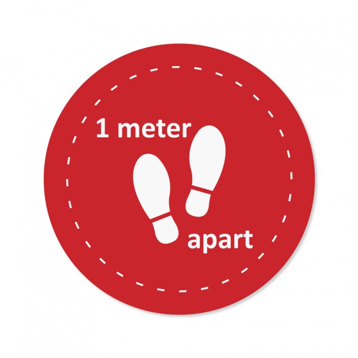Covid-19 Floor Sticker 1 Meter Apart 26cm Round Red 3pcs
